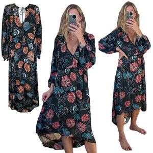 Revolve’s ASTR Floral Boho Long Sleeve Hi Lo Tassel Drawstring Maxi Dress